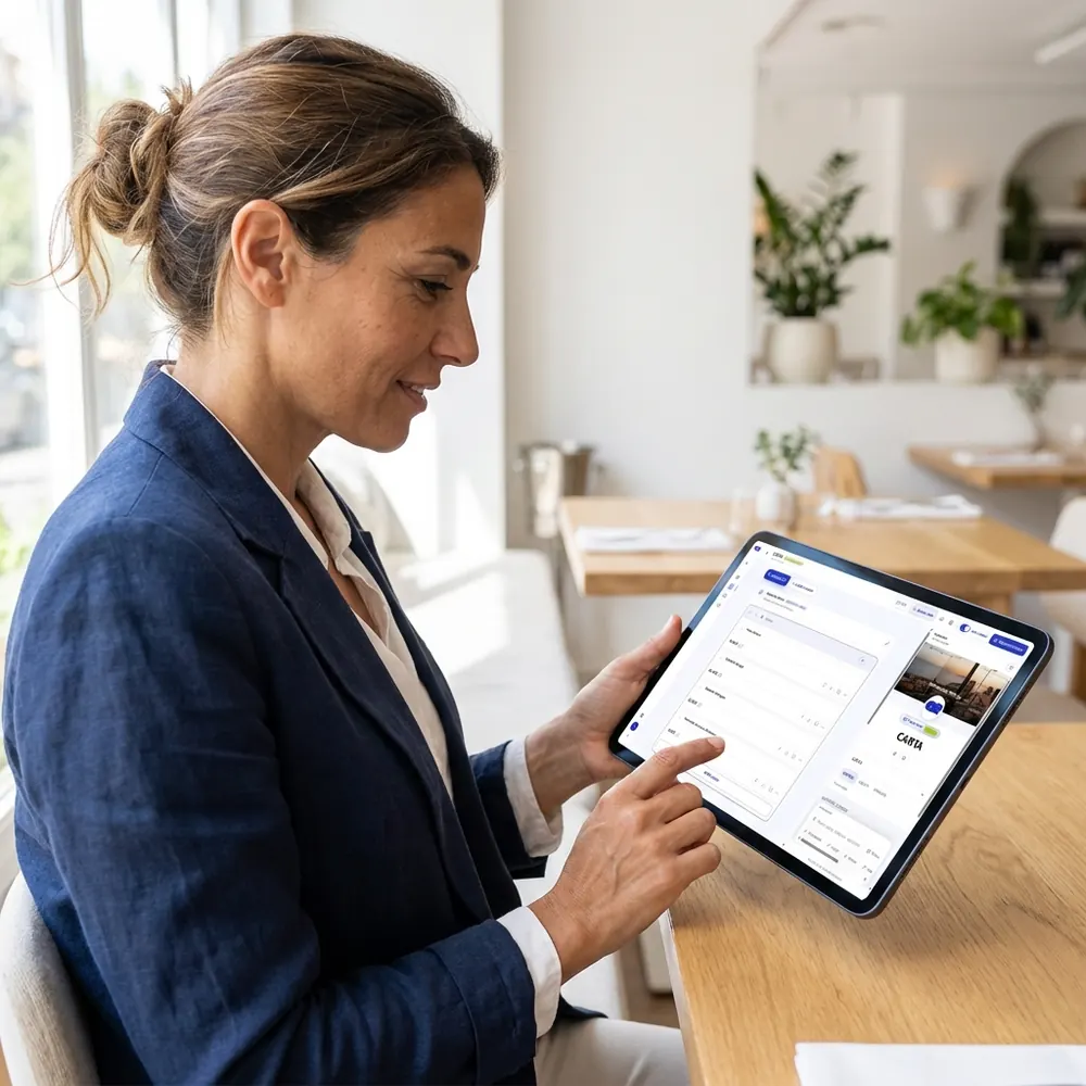 Carta digital con QR para restaurantes en Barcelona editada desde una tablet