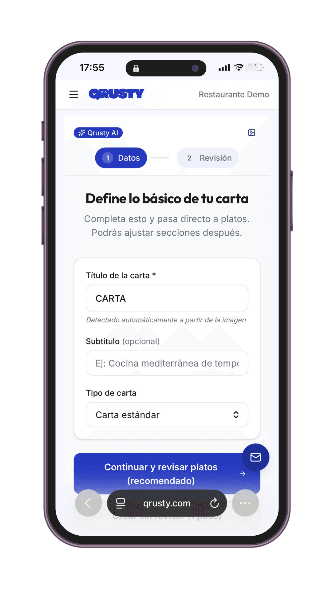 Configuración básica de la carta